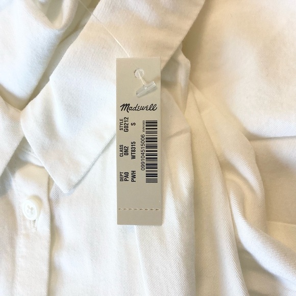 NWT Madewell Short Sleeve Button Front Central Shirt G0212 - White - S - Picture 9 of 10